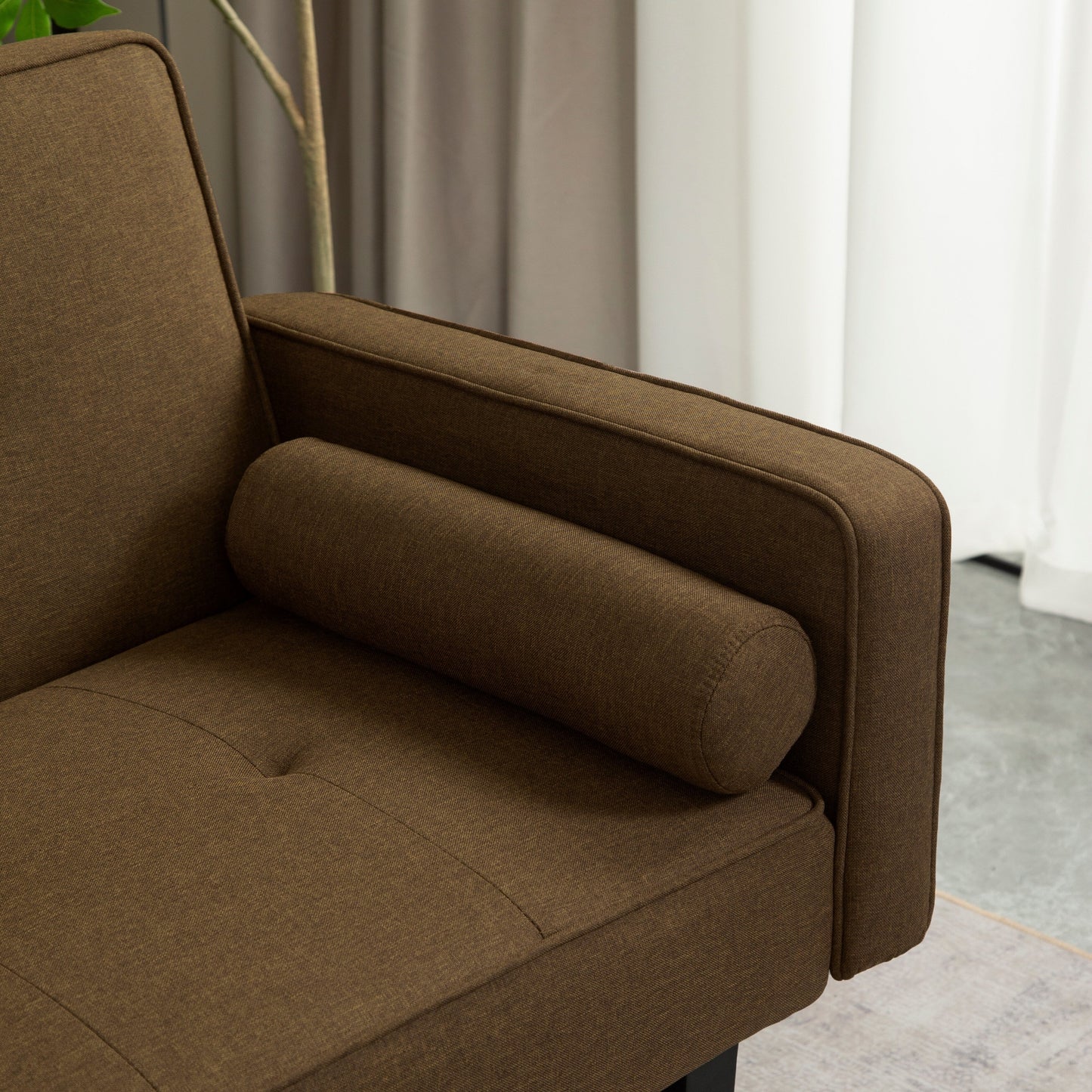 Convertible 3-seater Futon Sofa Bed with Wood Legs