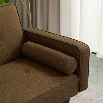 Convertible 3-seater Futon Sofa Bed with Wood Legs