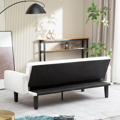 Convertible 3-seater Futon Sofa Bed with Wood Legs