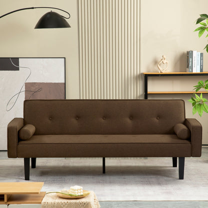 Convertible 3-seater Futon Sofa Bed with Wood Legs