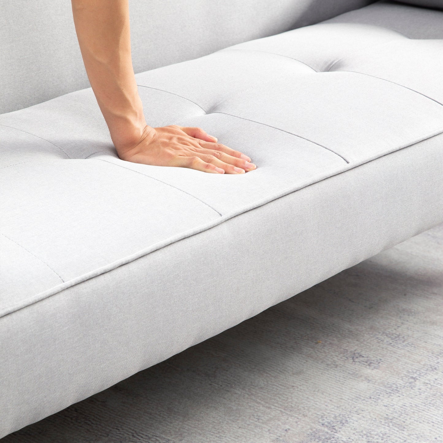 Convertible 3-seater Futon Sofa Bed with Wood Legs