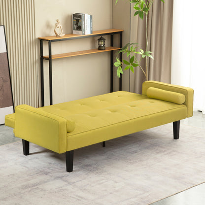 Convertible 3-seater Futon Sofa Bed with Wood Legs