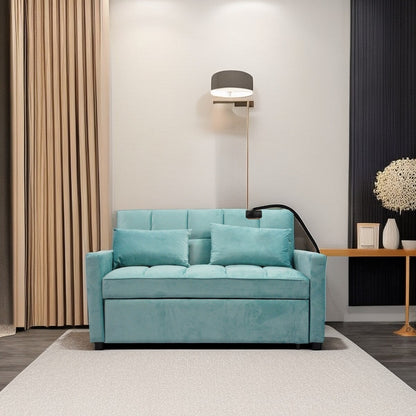 Convertible Pullout Loveseat Sofa Bed with Phone Holder
