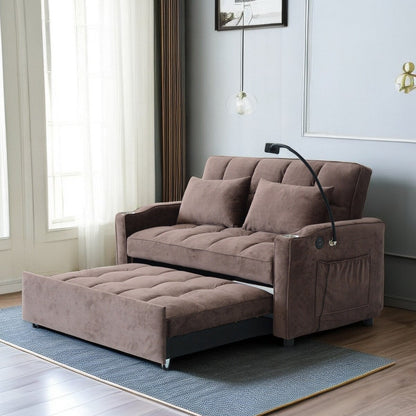 Convertible Pullout Loveseat Sofa Bed with Phone Holder