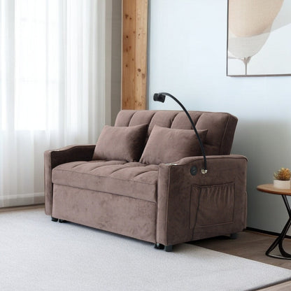Convertible Pullout Loveseat Sofa Bed with Phone Holder