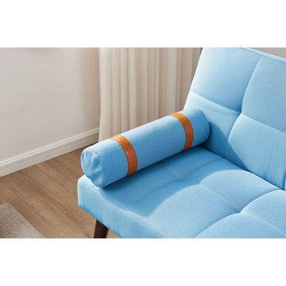 Convertible Sofa Bed Futon with Solid Wood Legs Linen Fabric Grey