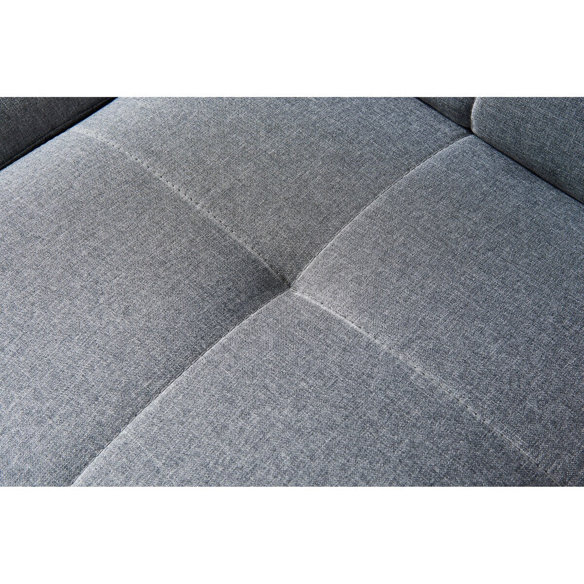 Convertible Sofa Bed Futon with Solid Wood Legs Linen Fabric Grey