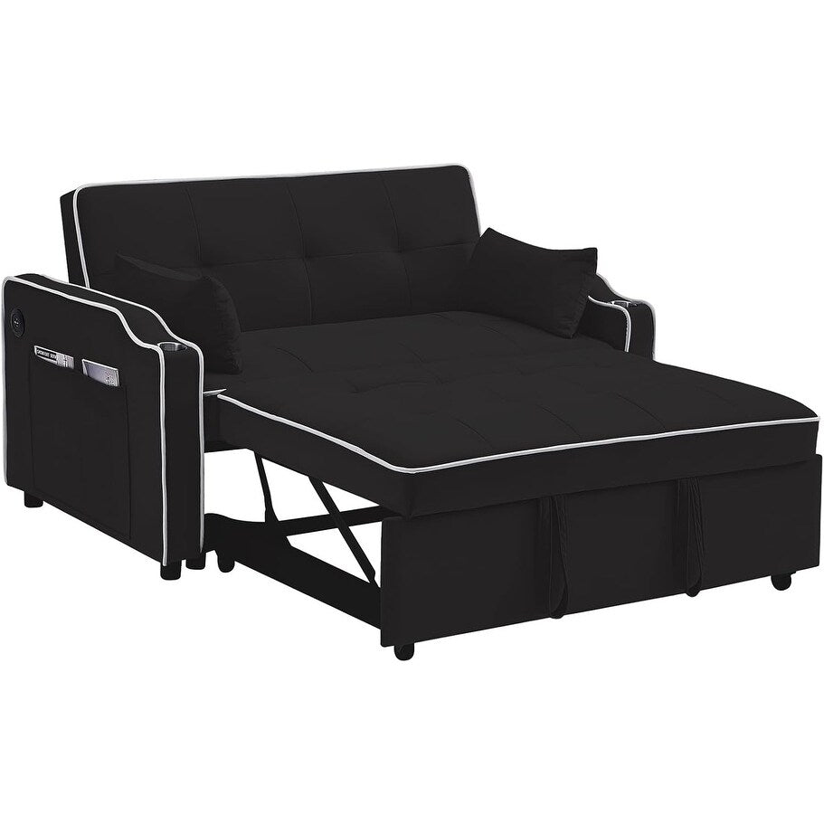 Convertible Sofa Bed, 3-in-1 Multi-Functional Velvet Sleeper Couch Pull-Out Bed