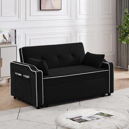 Convertible Sofa Bed, 3-in-1 Multi-Functional Velvet Sleeper Couch Pull-Out Bed