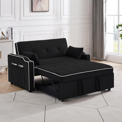 Convertible Sofa Bed, 3-in-1 Multi-Functional Velvet Sleeper Couch Pull-Out Bed