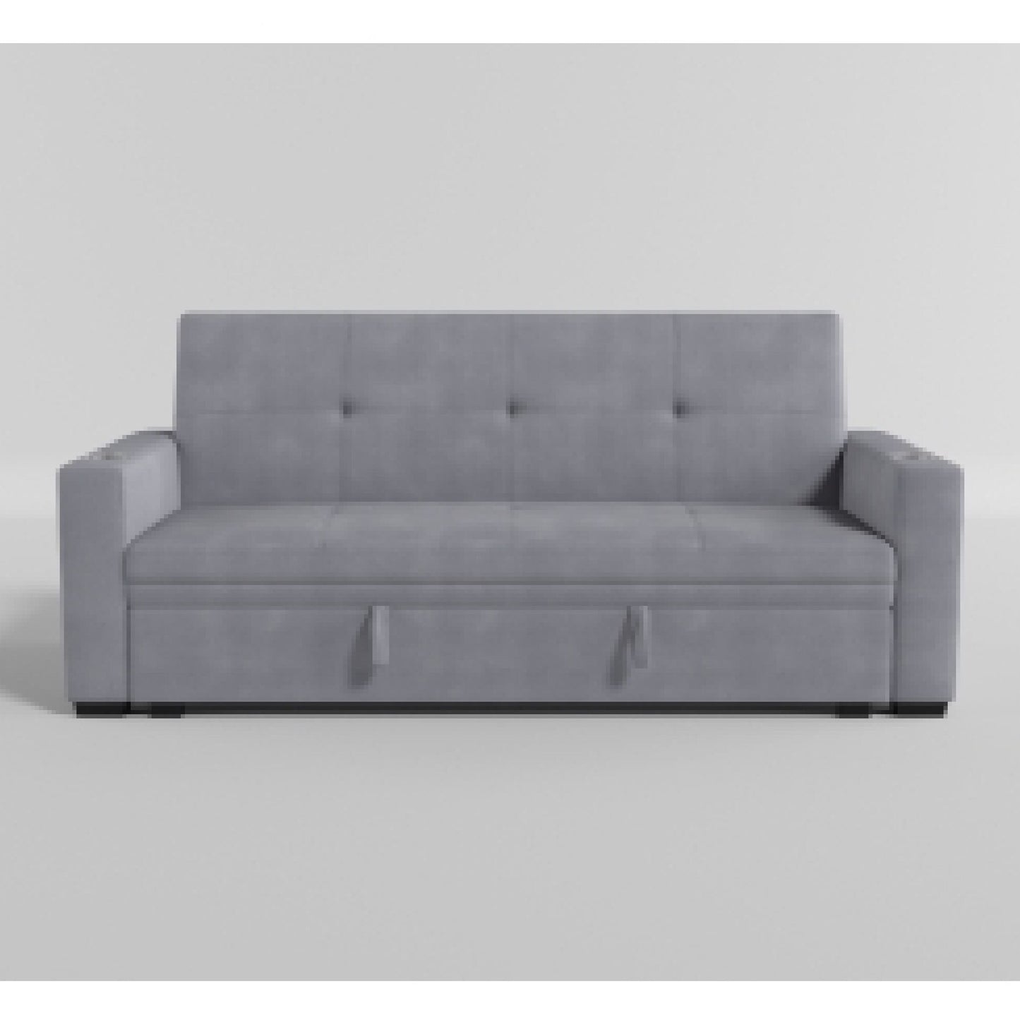 Convertible Sofa, Gray Tufted Velvet Back, USB Charging Ports, 84 Inch