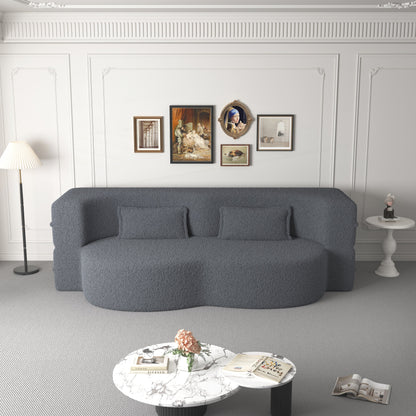 Convertible Teddy Fabric Foam-Filled Sleeper Sofa Bed