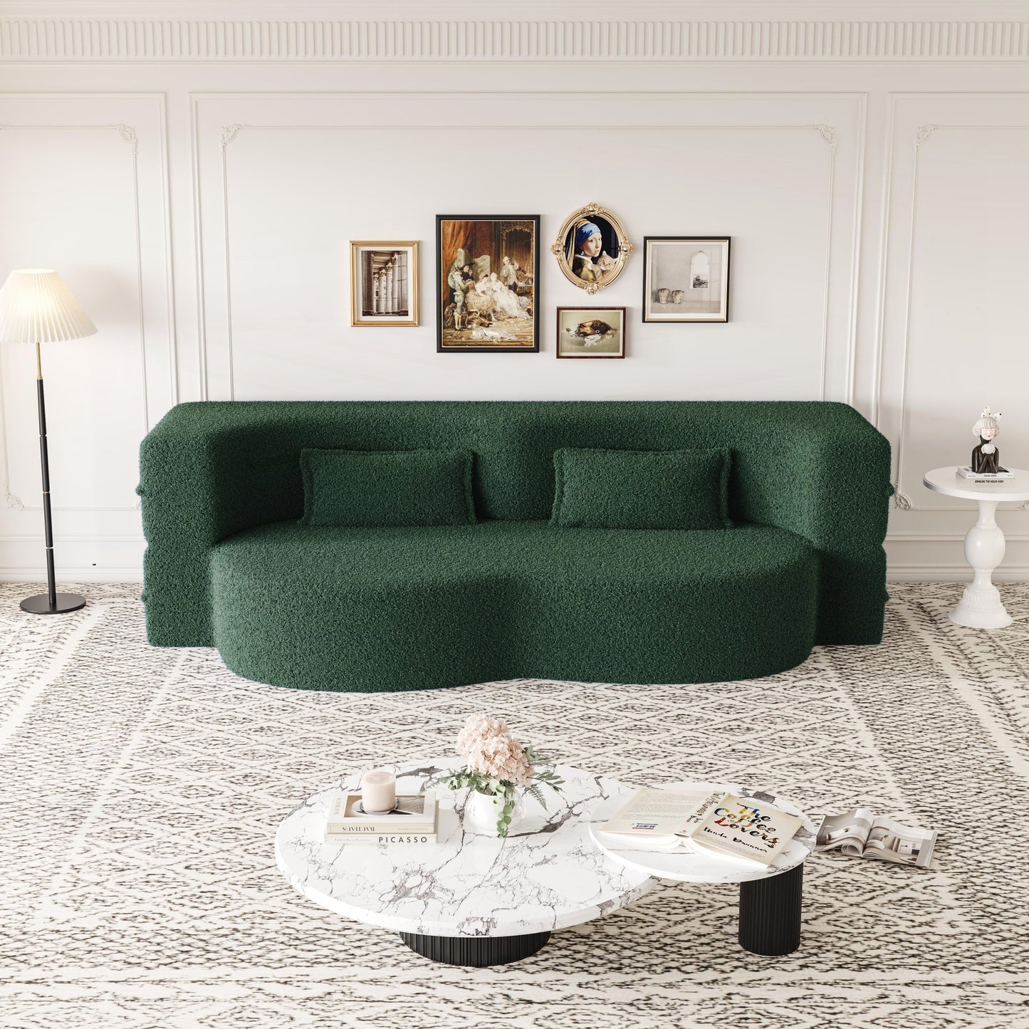 Convertible Teddy Fabric Foam-Filled Sleeper Sofa Bed