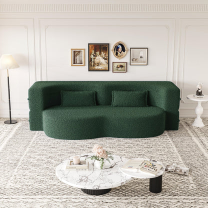 Convertible Teddy Fabric Foam-Filled Sleeper Sofa Bed