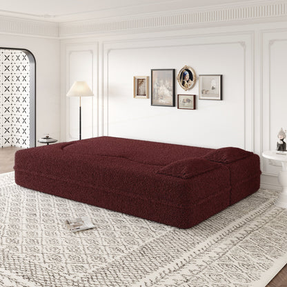 Convertible Teddy Fabric Foam-Filled Sleeper Sofa Bed