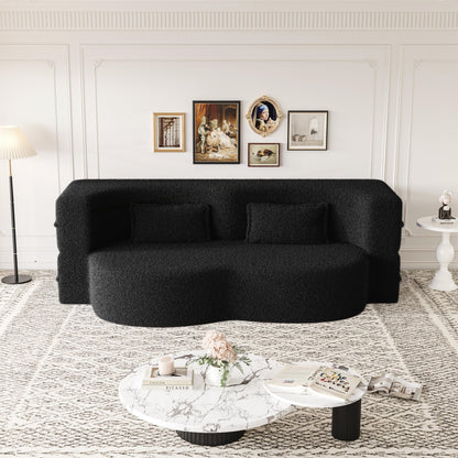 Convertible Teddy Fabric Foam-Filled Sleeper Sofa Bed