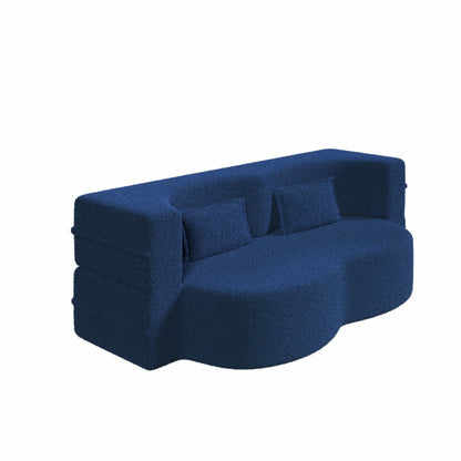 Convertible Teddy Fabric Foam-Filled Sleeper Sofa Bed
