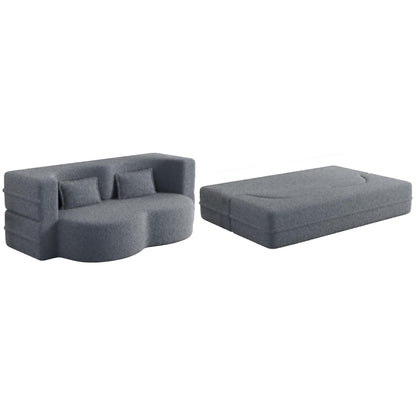 Convertible Teddy Fabric Foam-Filled Sleeper Sofa Bed