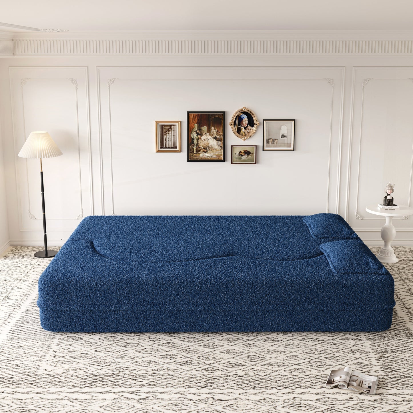 Convertible Teddy Fabric Foam-Filled Sleeper Sofa Bed