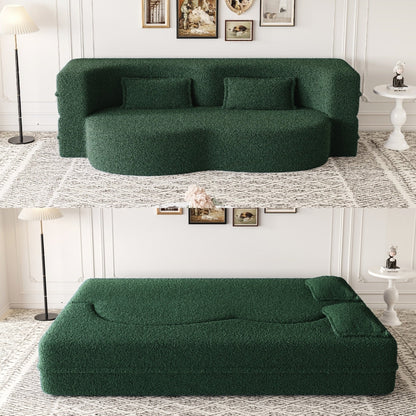 Convertible Teddy Fabric Foam-Filled Sleeper Sofa Bed