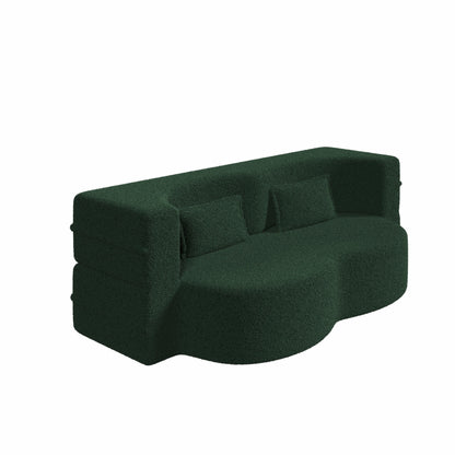 Convertible Teddy Fabric Foam-Filled Sleeper Sofa Bed