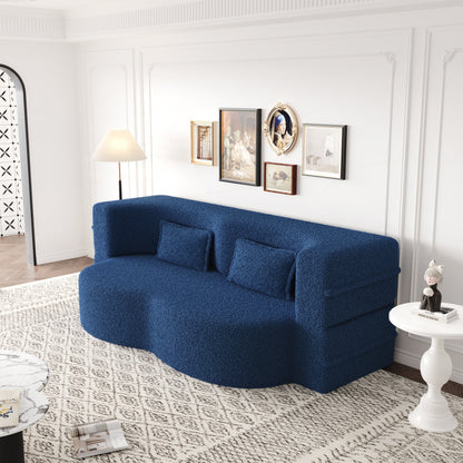 Convertible Teddy Fabric Foam-Filled Sleeper Sofa Bed