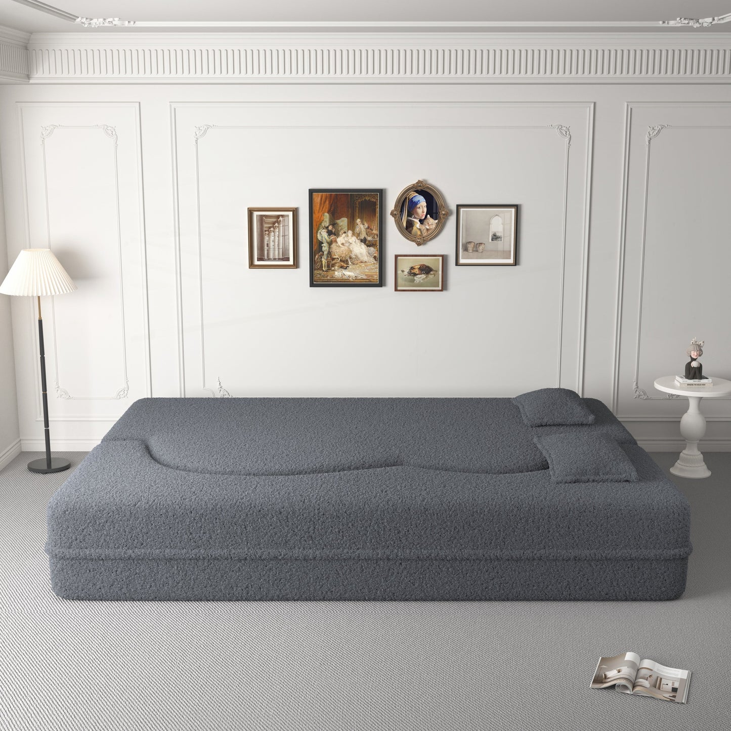 Convertible Teddy Fabric Foam-Filled Sleeper Sofa Bed