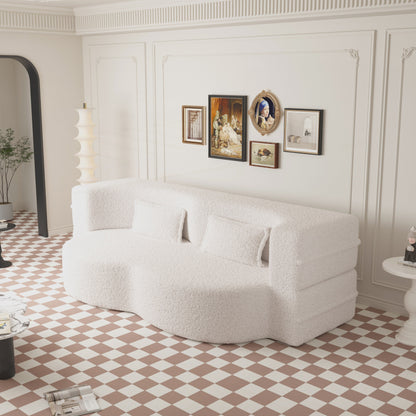 Convertible Teddy Fabric Foam-Filled Sleeper Sofa Bed
