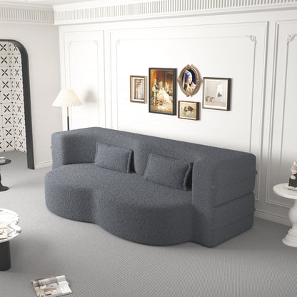 Convertible Teddy Fabric Foam-Filled Sleeper Sofa Bed
