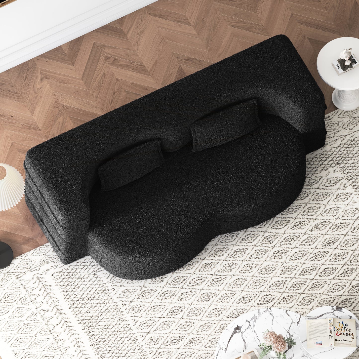 Convertible Teddy Fabric Foam-Filled Sleeper Sofa Bed