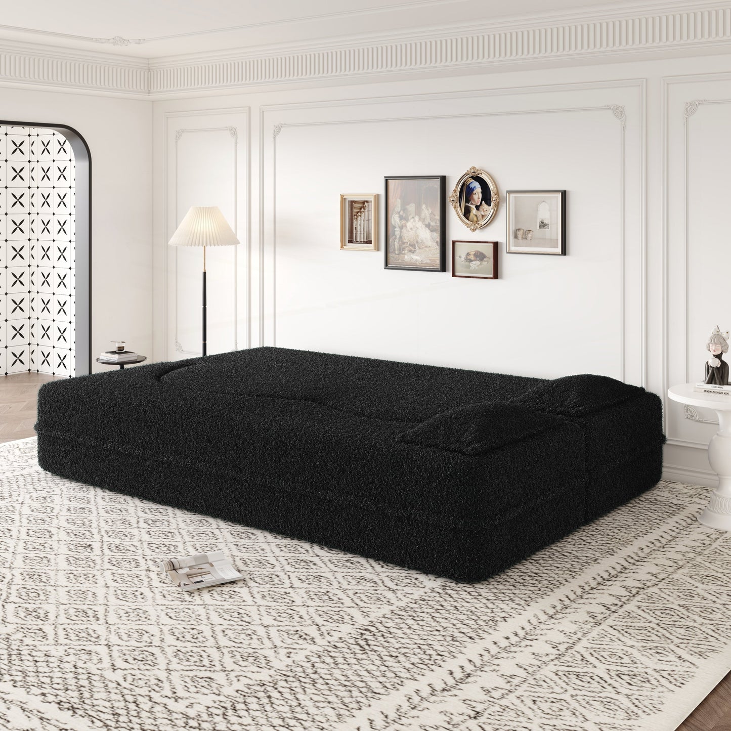Convertible Teddy Fabric Foam-Filled Sleeper Sofa Bed