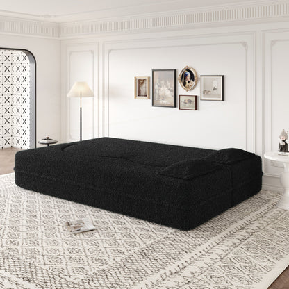 Convertible Teddy Fabric Foam-Filled Sleeper Sofa Bed