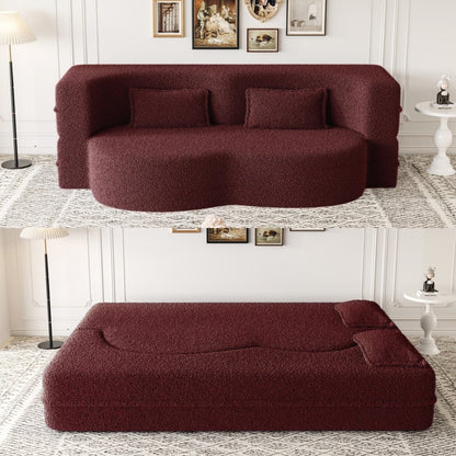Convertible Teddy Fabric Foam-Filled Sleeper Sofa Bed