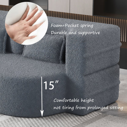 Convertible Teddy Fabric Foam-Filled Sleeper Sofa Bed