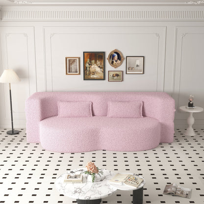 Convertible Teddy Fabric Foam-Filled Sleeper Sofa Bed