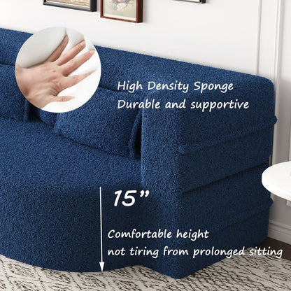 Convertible Teddy Fabric Foam-Filled Sleeper Sofa Bed