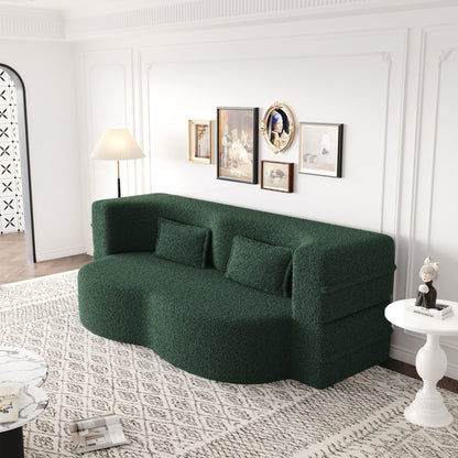 Convertible Teddy Fabric Foam-Filled Sleeper Sofa Bed