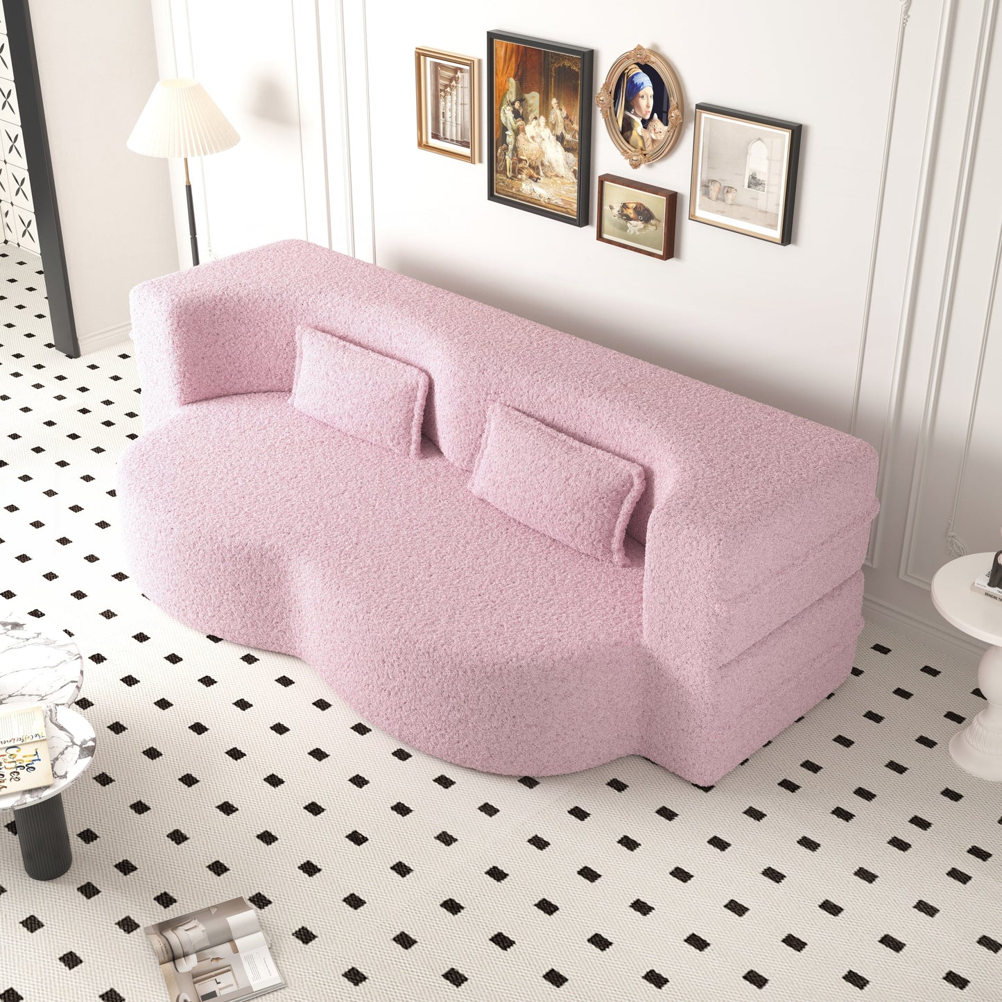 Convertible Teddy Fabric Foam-Filled Sleeper Sofa Bed