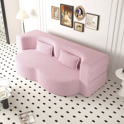 Convertible Teddy Fabric Foam-Filled Sleeper Sofa Bed