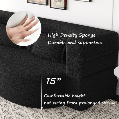 Convertible Teddy Fabric Foam-Filled Sleeper Sofa Bed