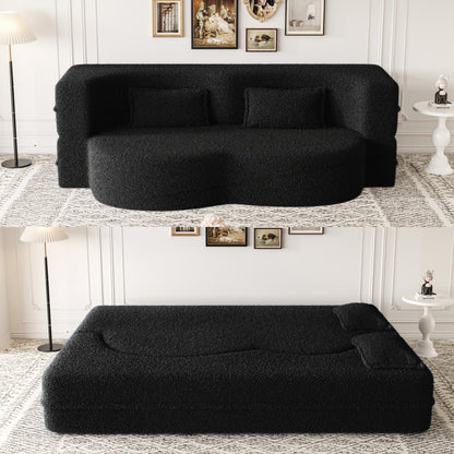 Convertible Teddy Fabric Foam-Filled Sleeper Sofa Bed