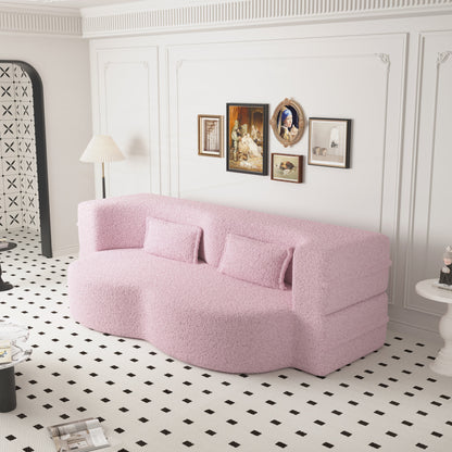 Convertible Teddy Fabric Foam-Filled Sleeper Sofa Bed