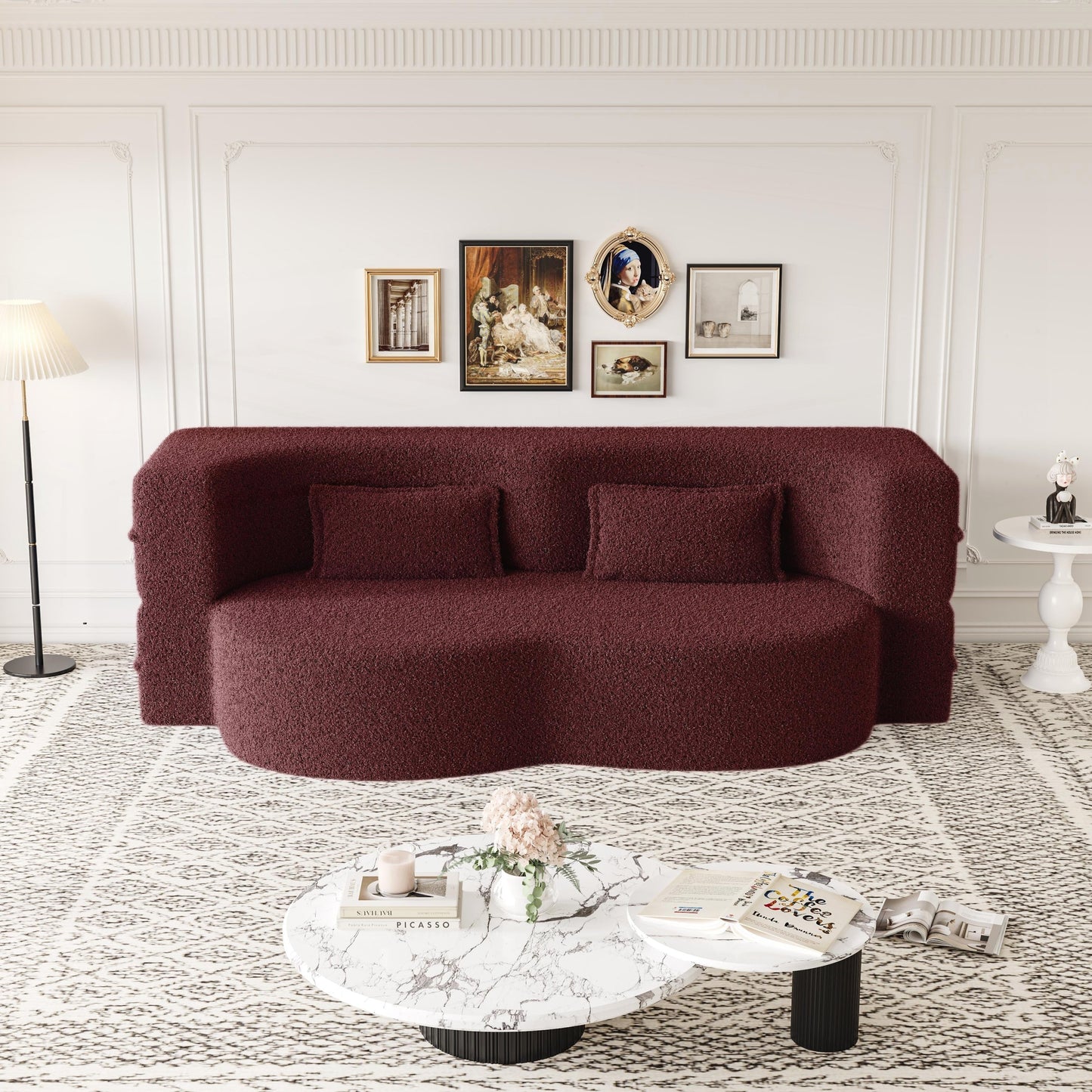 Convertible Teddy Fabric Foam-Filled Sleeper Sofa Bed