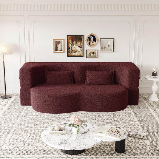 Convertible Teddy Fabric Foam-Filled Sleeper Sofa Bed