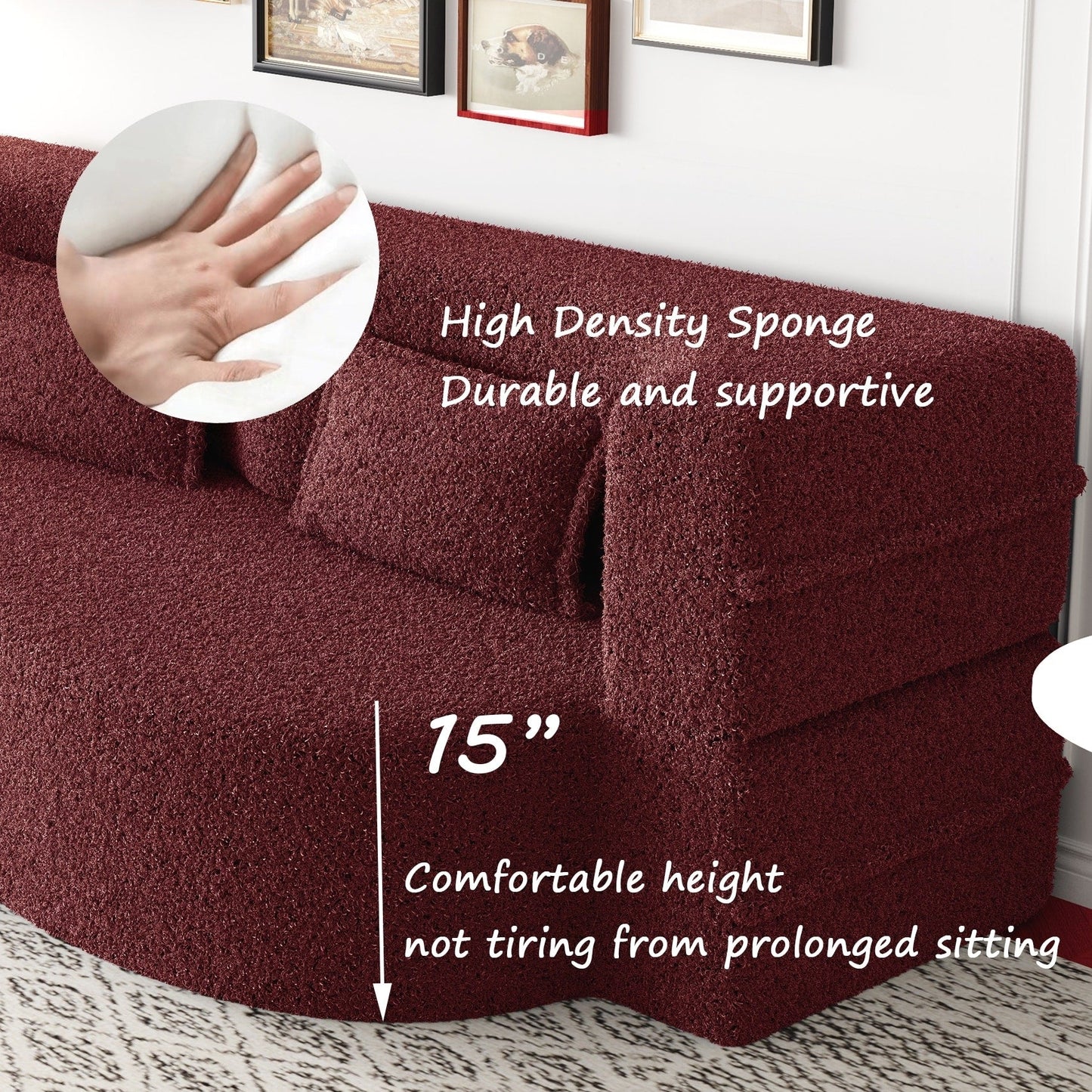 Convertible Teddy Fabric Foam-Filled Sleeper Sofa Bed