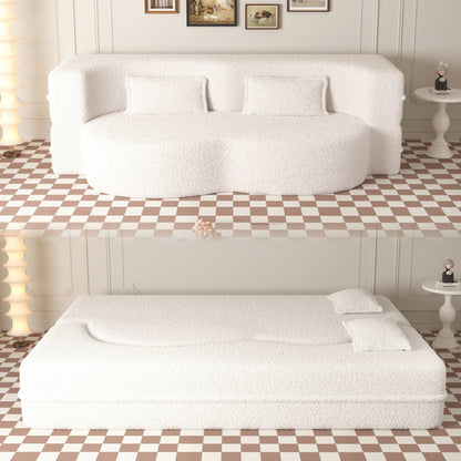 Convertible Teddy Fabric Foam-Filled Sleeper Sofa Bed
