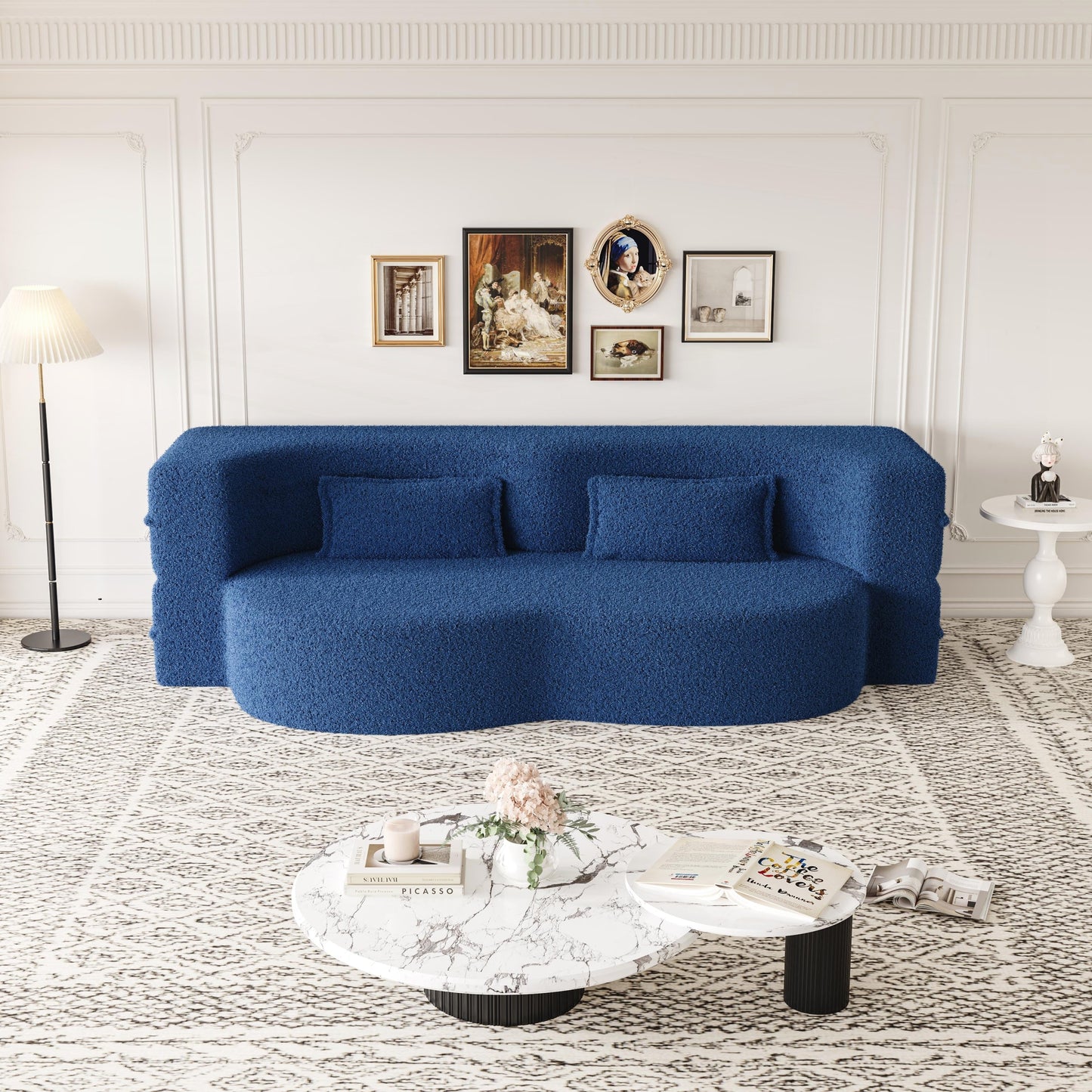 Convertible Teddy Fabric Foam-Filled Sleeper Sofa Bed