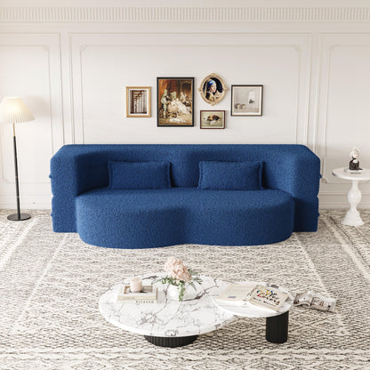 Convertible Teddy Fabric Foam-Filled Sleeper Sofa Bed