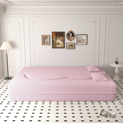 Convertible Teddy Fabric Foam-Filled Sleeper Sofa Bed