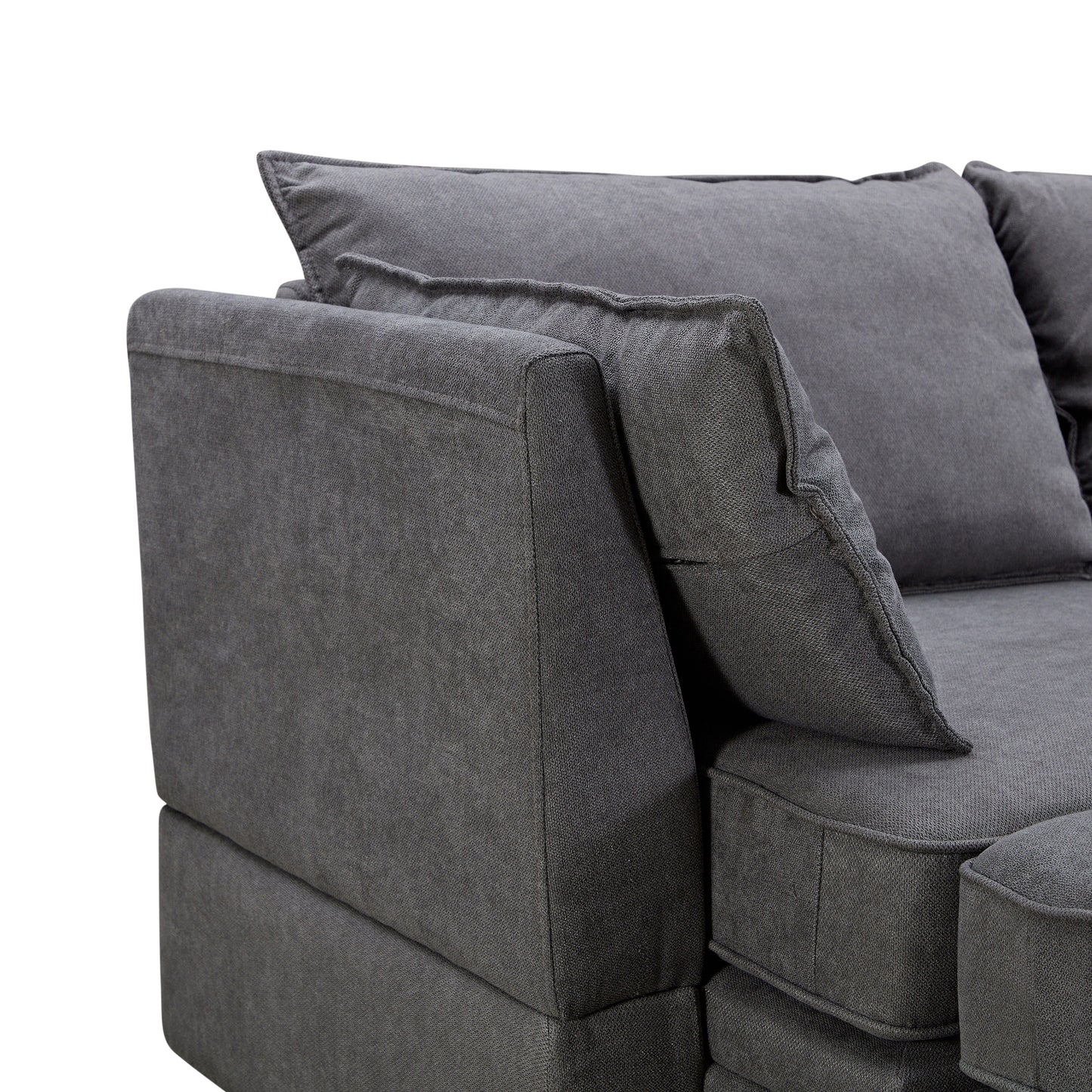 Convertible U-Shaped Modular Sectional Sofa with Storage Ottoman and Reversible Chaise for Living Room